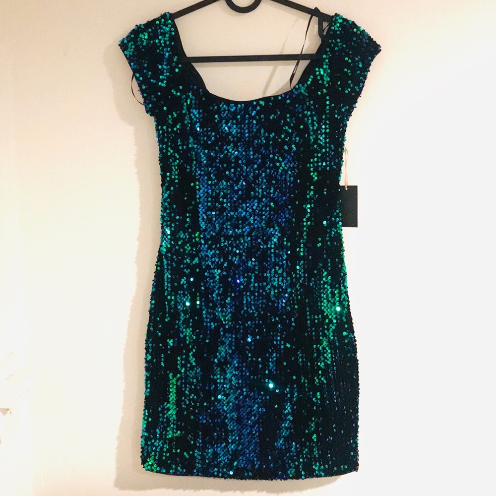 Teal sequins dress